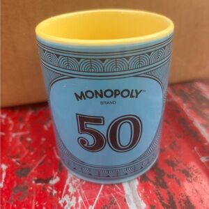 Hasbro Monopoly 50 Blue and Yellow Ceramic Mug